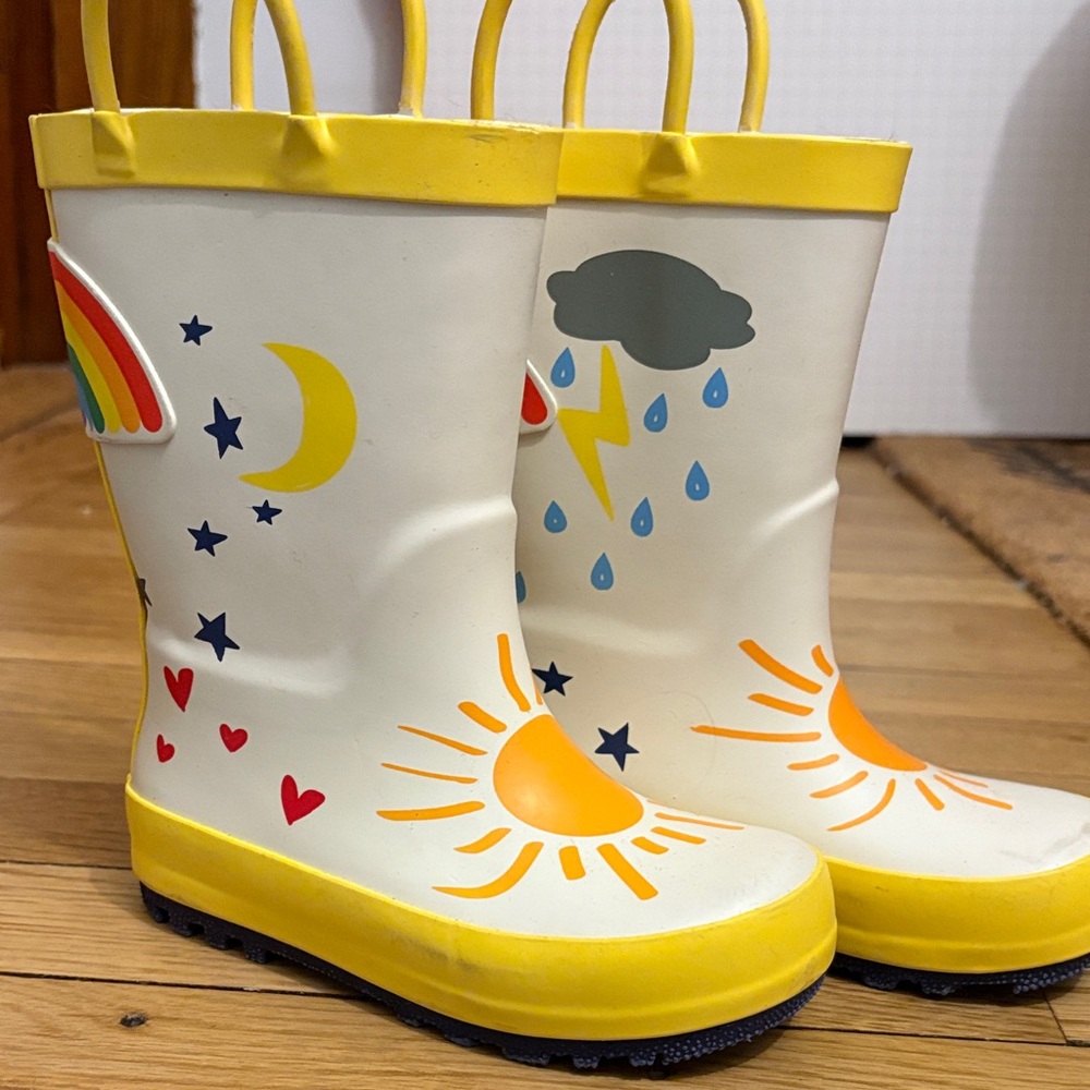 Cat & Jack White and Yellow Kids Rain Boots
